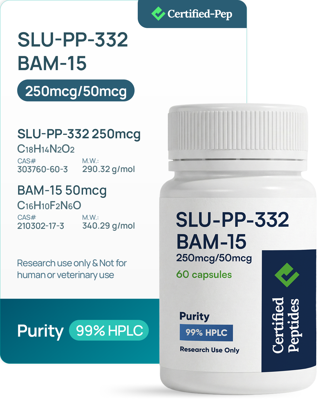 15e6dd10ca67f51f120b415d44ea3642d5dc259a SLU-PP-332 w/ BAM-15 : 250mcg/50mcg 60 Capsules