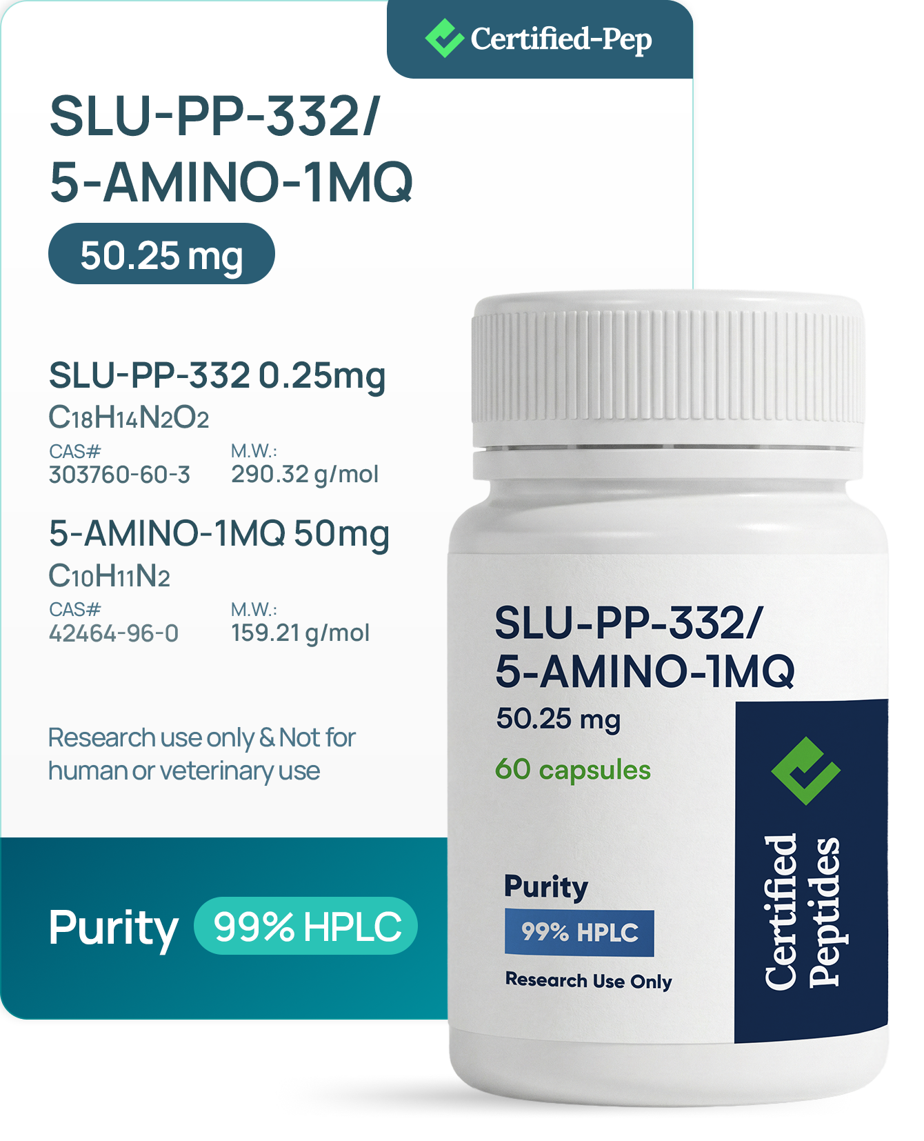 ae071389ebaa163d589e9725e30dff2c14183e18 SLU-PP-332 250MCG /5-AMINO-1MQ 50MG 60 Capsules
