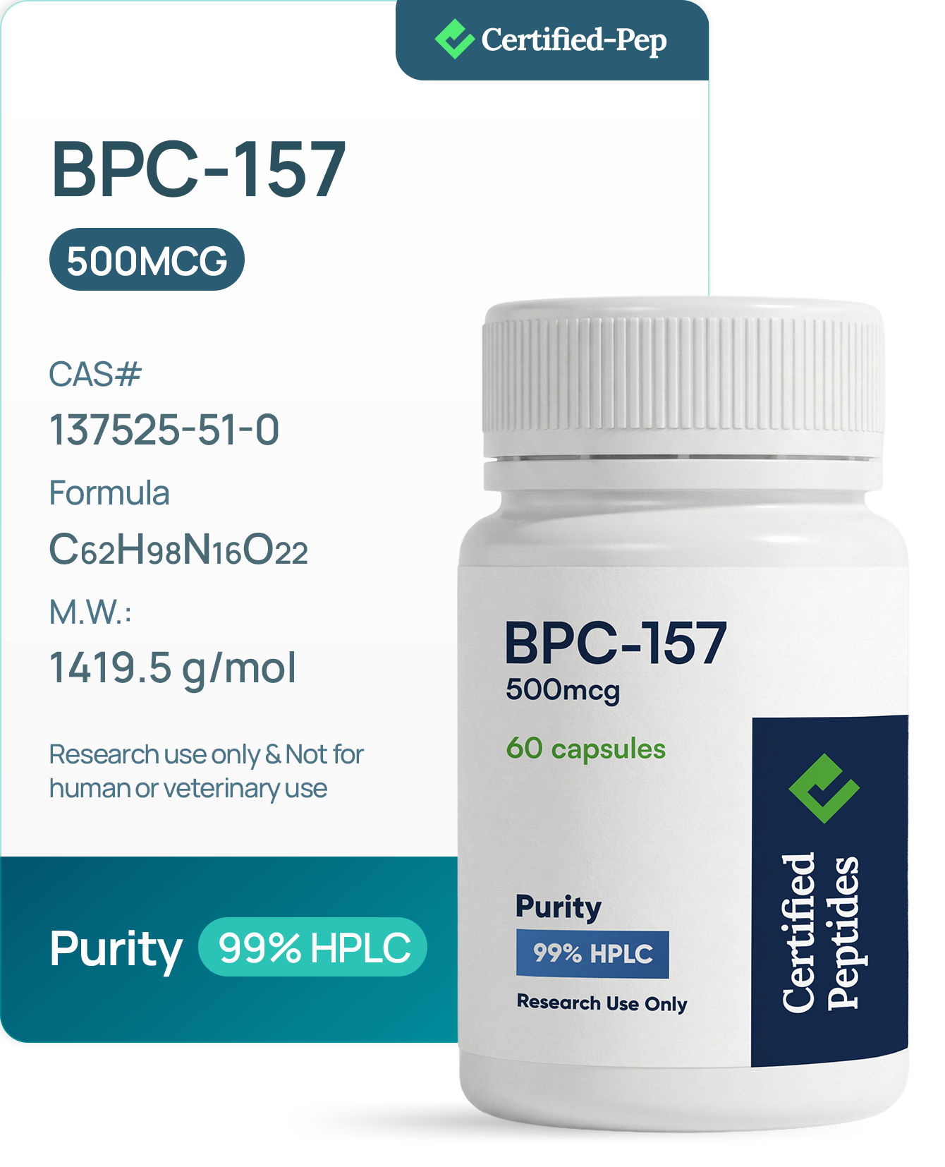 cb3ec5221db9e661646c901c6995c4dd16de1a20 BPC-157 500 mcg 60 CAPSULES