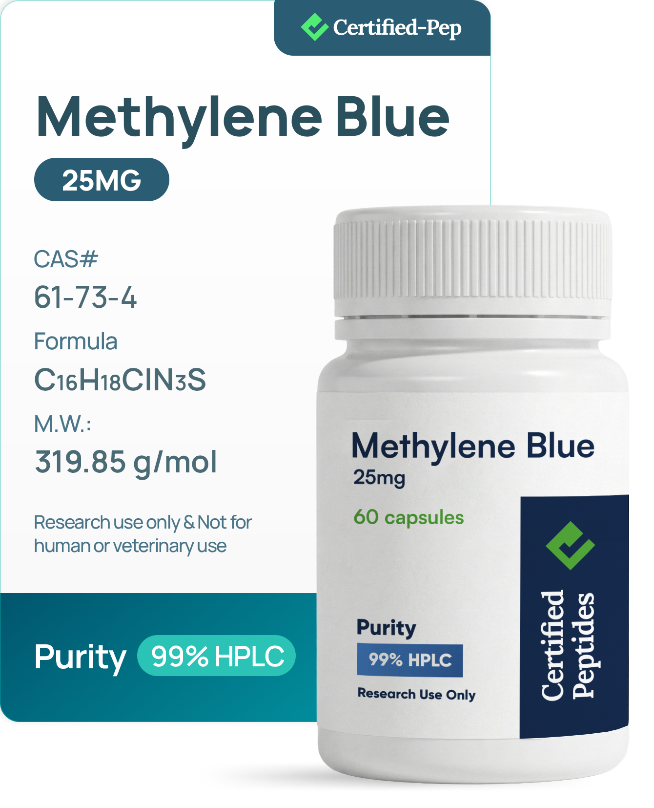 d58312e90f0e4fa8616d070a3c21fbc690ef3d75 METHYLENE BLUE 25 MG 60 CAPSULES